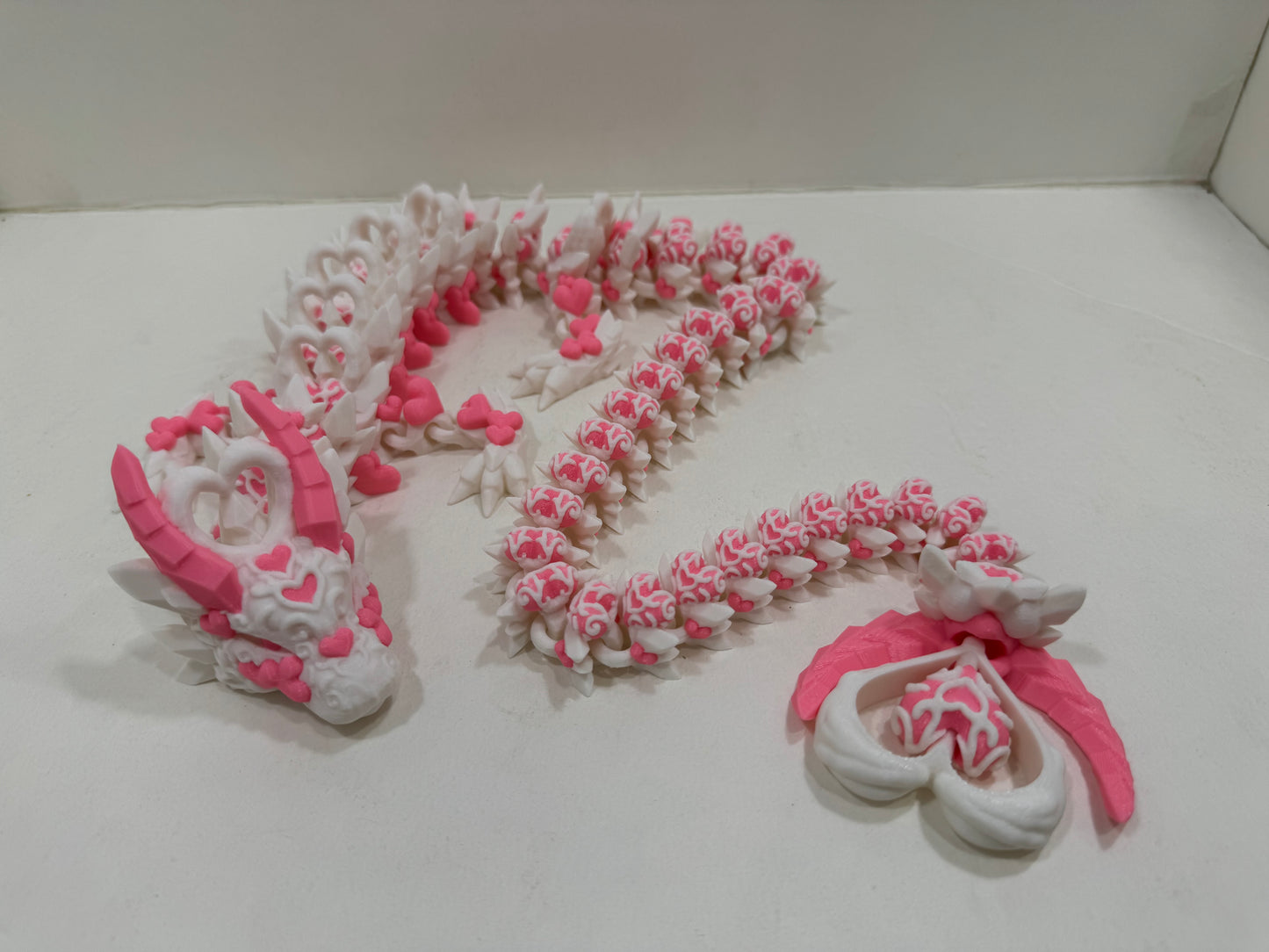 Pink and White Articulating  Dragon Heart