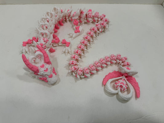 Pink and White Articulating  Dragon Heart