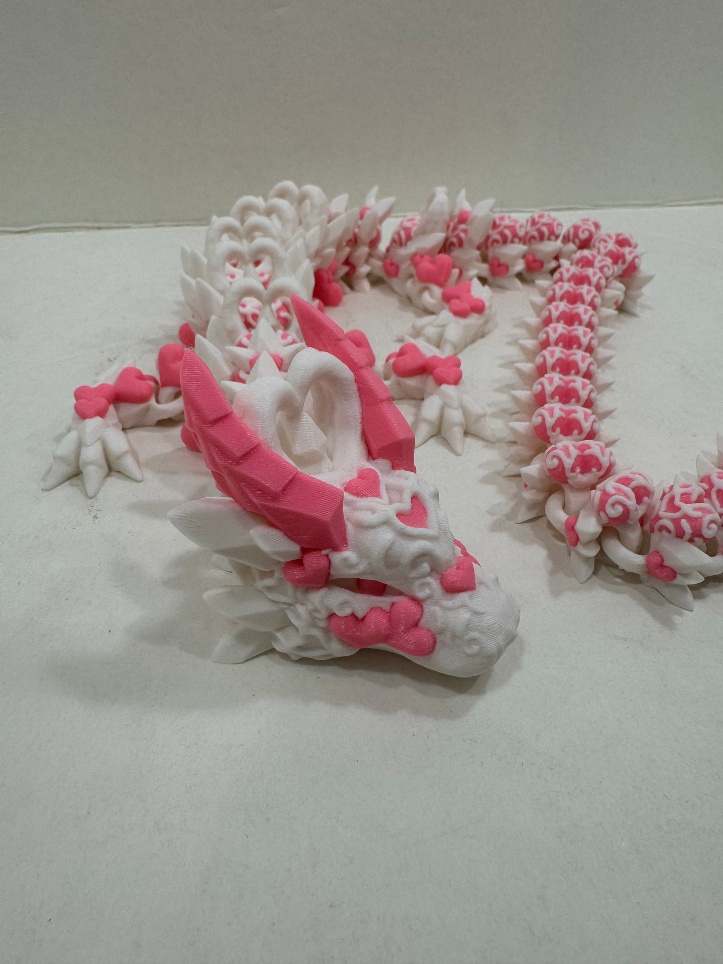 Pink and White Articulating  Dragon Heart