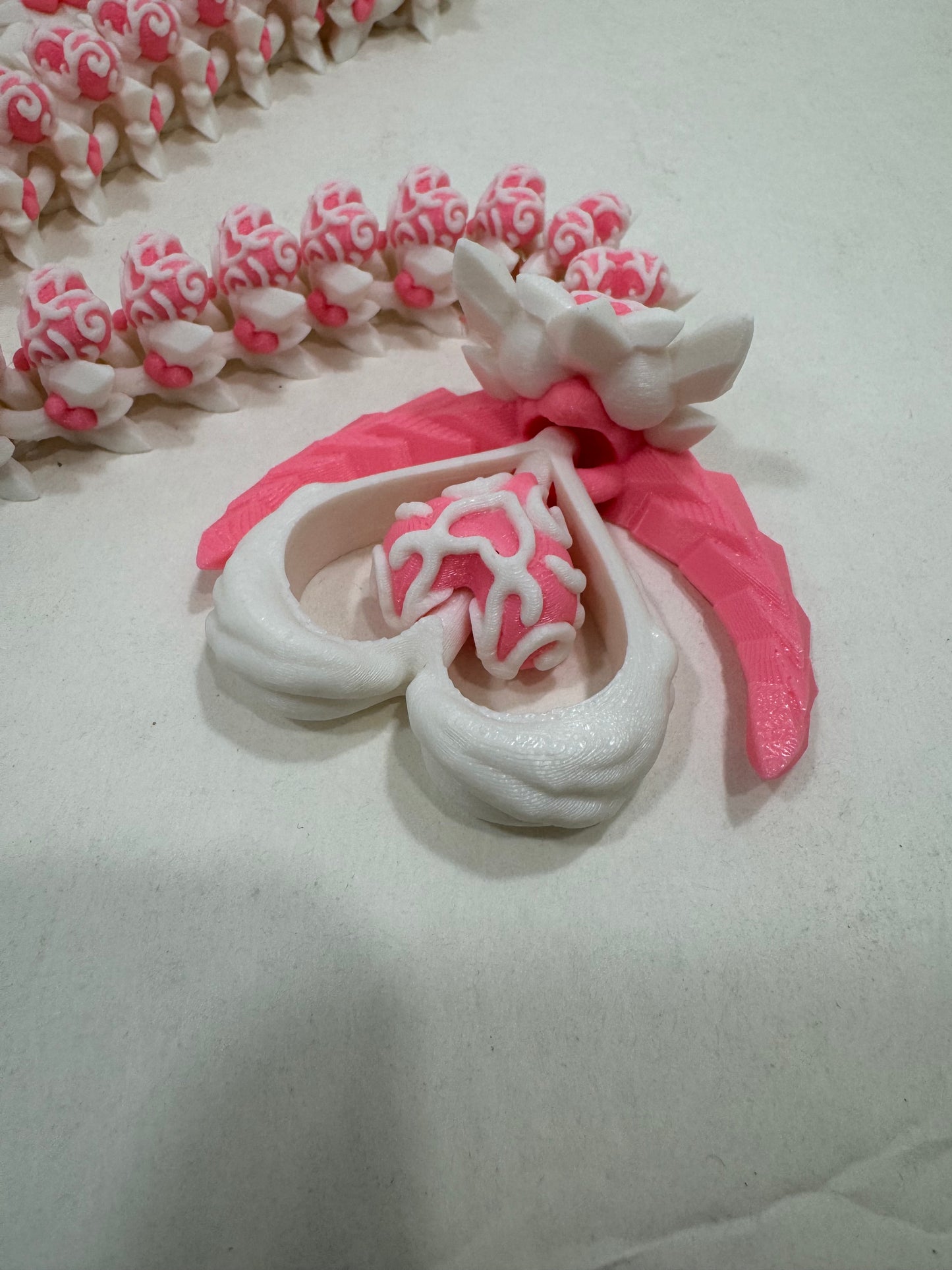 Pink and White Articulating  Dragon Heart